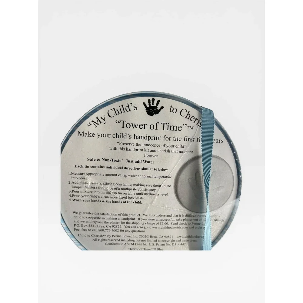 Child Cherish‎ Tower Time Blue Baby Handprint Kit 5 Tins First Five Years Gift